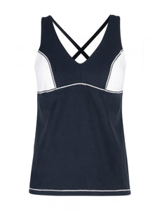 Navy/White Crossed Plunge Top