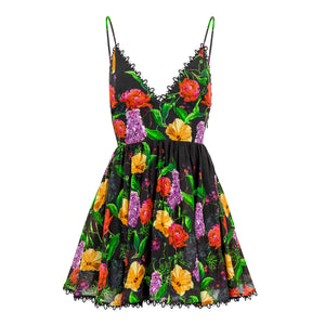 Issya Black Print Bonita Short Dress